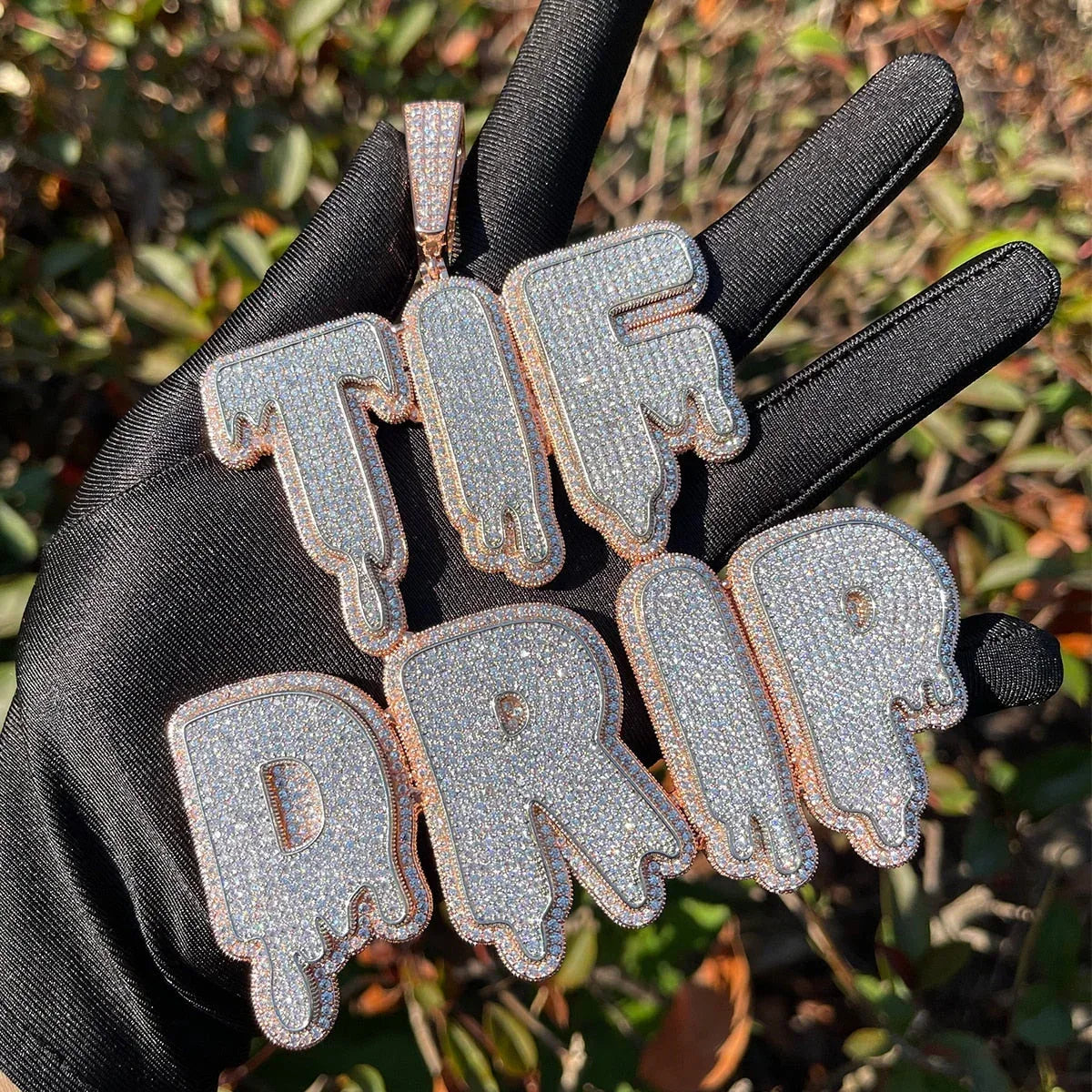 Drip and Shine Iced Out Personalized Custom Name Necklace Pendant - Luxury Custom Jewelry - CaratixJewelry